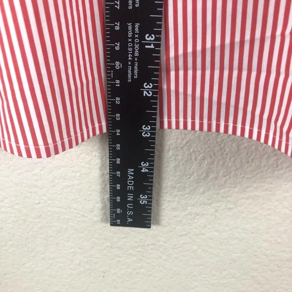 CALVIN Klein Shirt Red White Striped Colorblock Collared Trendy Size 1X Large - Picture 9 of 13